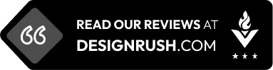 DesignRush "Read Our Review" badge showcasing client testimonials and reviews for Prolaxies.